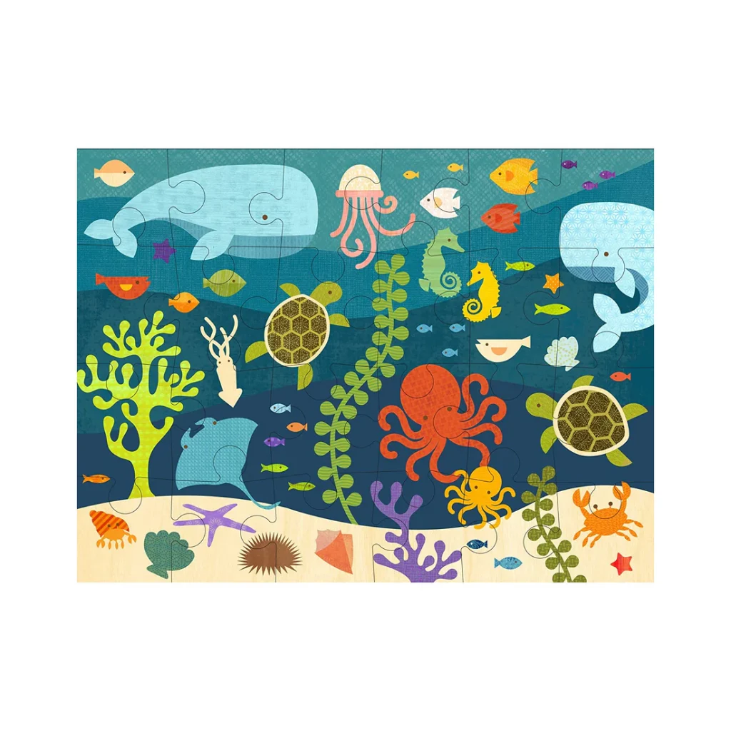 PTC143 - Puzzle de podea - Animale marine - 24 piese - Petit Collage