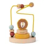 Jucarie motrica bebelusi - labirint din margele si mini-turn stivuire - leu - Trixie Baby - imagine 3