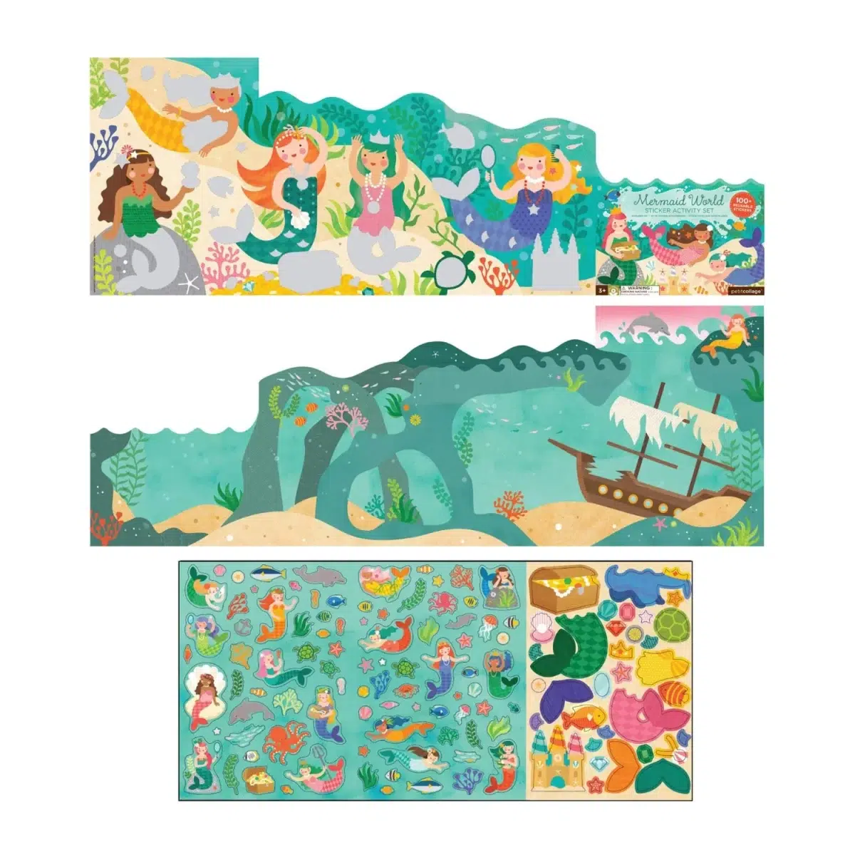 Set de 100 stickere reutilizabile cu activitati - sirene - Petit Collage - imagine 2