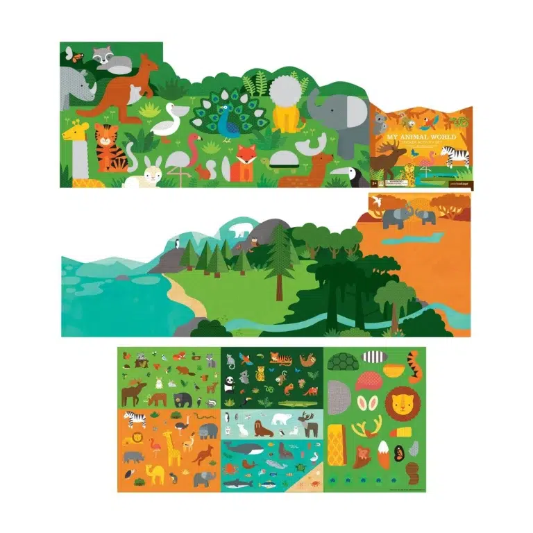 PTC123 - Set de 100 stickere reutilizabile cu activitati - lumea animalelor - Petit Collage