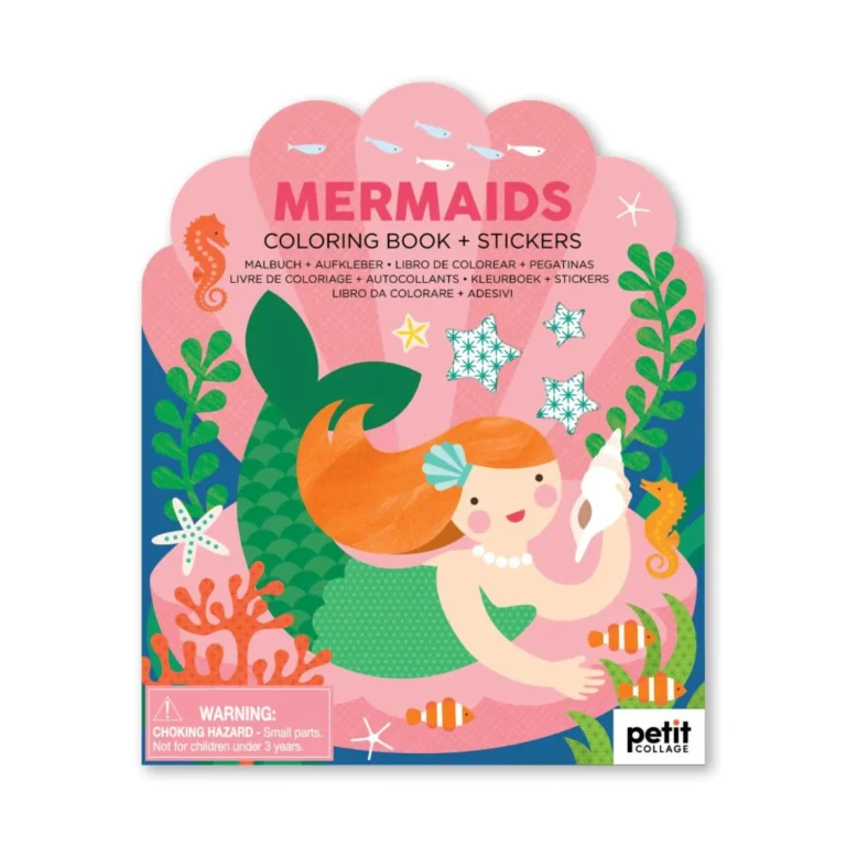 PTC634 - Carte de colorat cu stickere - sirene - Petit Collage